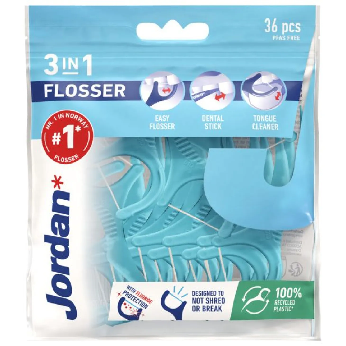 DF 3-in-1 Flosser med Fluor 36 stk