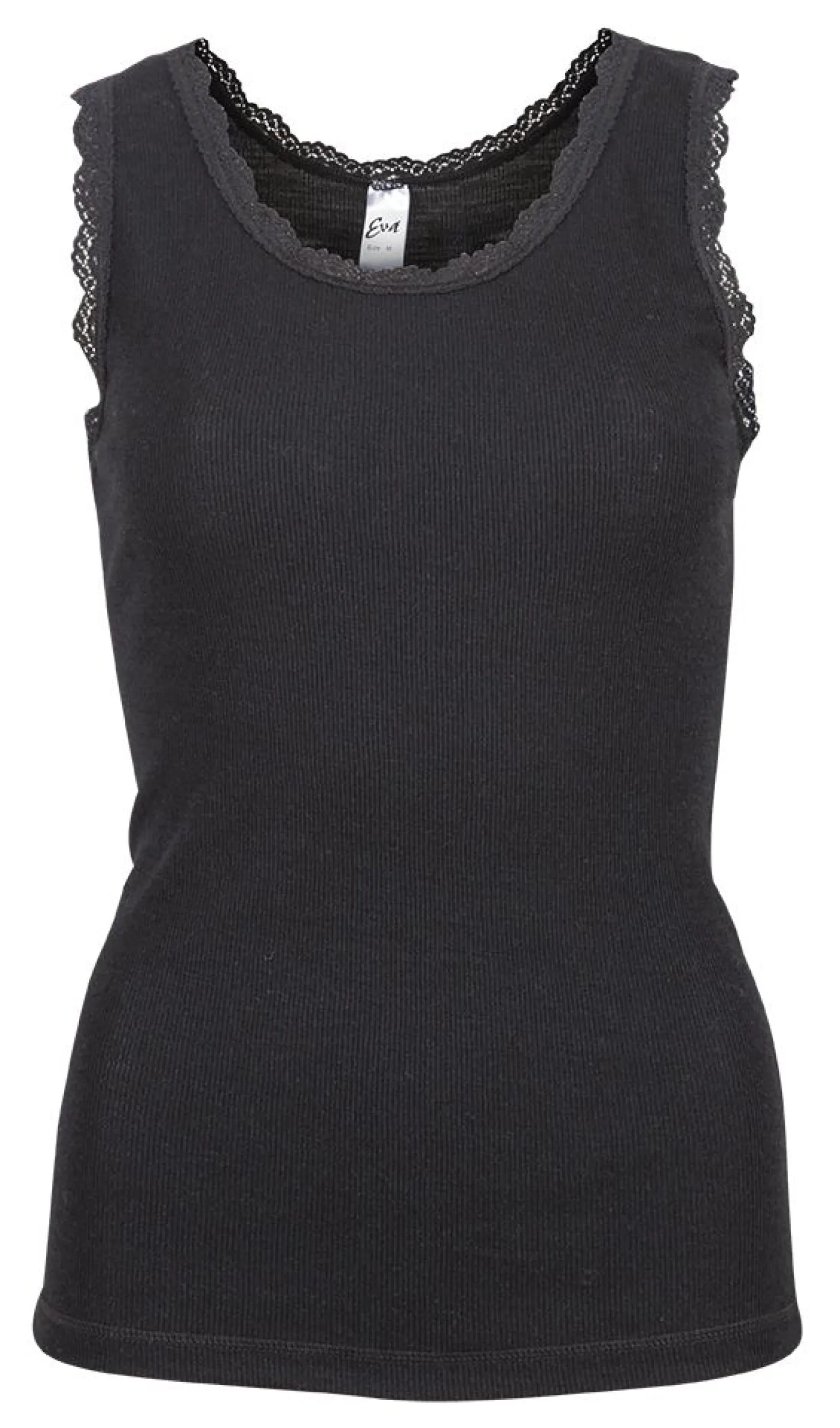 Flora Singlet i merinoull med blondekant