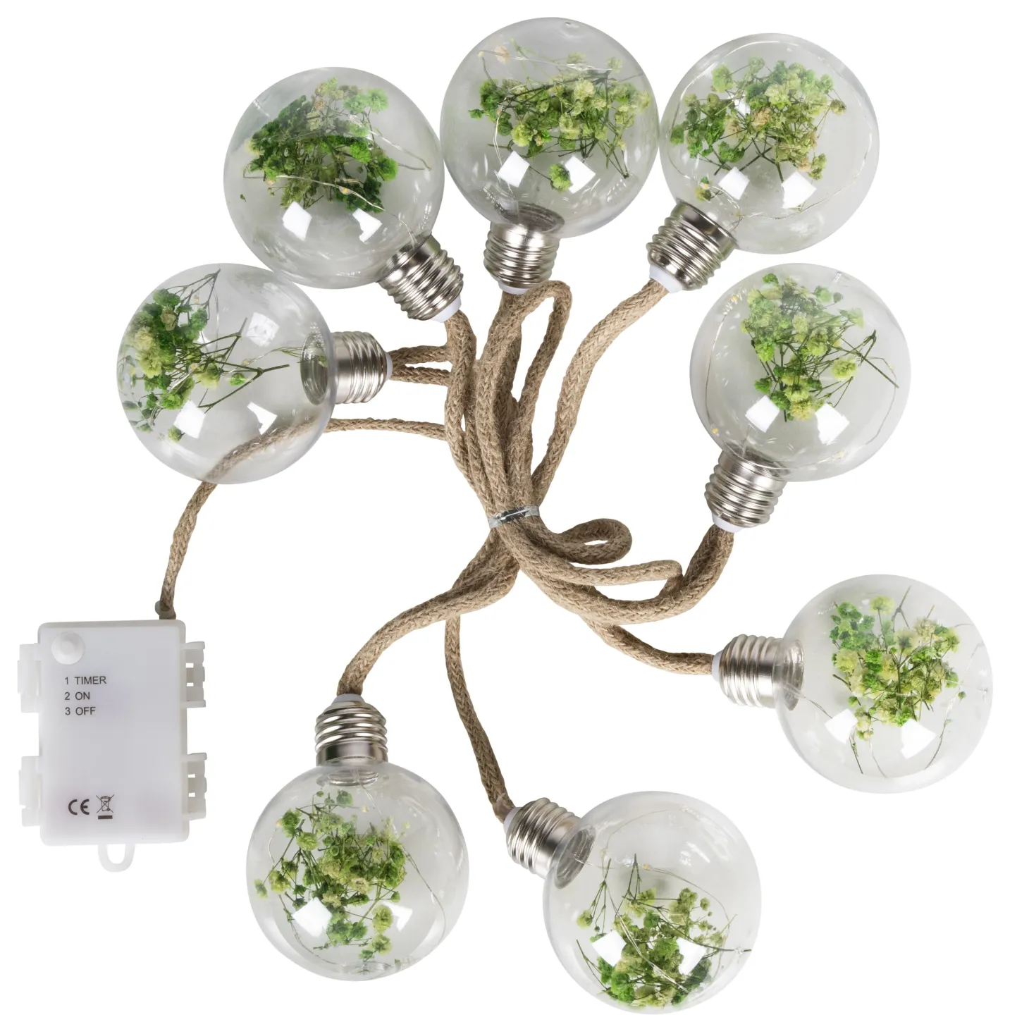Lyslenke med pærer med blomsterdekor og timer