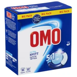 OMO Ultra Hvitt 5i1 vaskekapsler 36stk