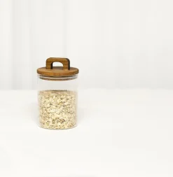 Oppbevaringskrukke med akasialokk 10x17cm