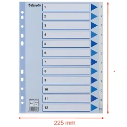 Register plast A4 1-12 blå/hvit