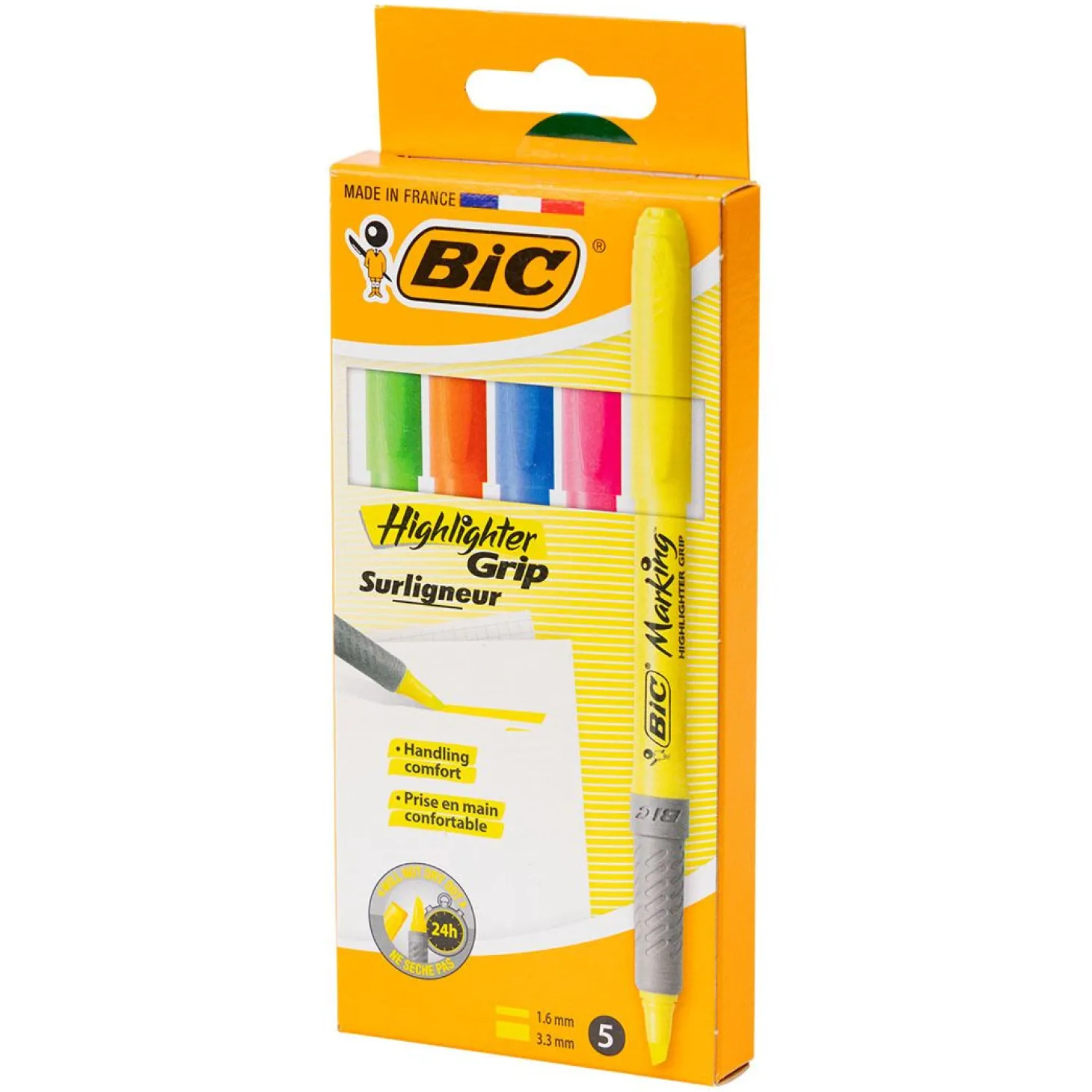 Tekstmarker BIC Brite liner grip 5stk